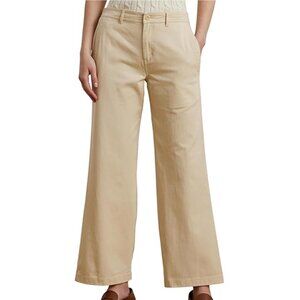 Lauren Ralph Lauren Women's Size 6 Cotton Twill Wide Leg Ivory Pants NEW